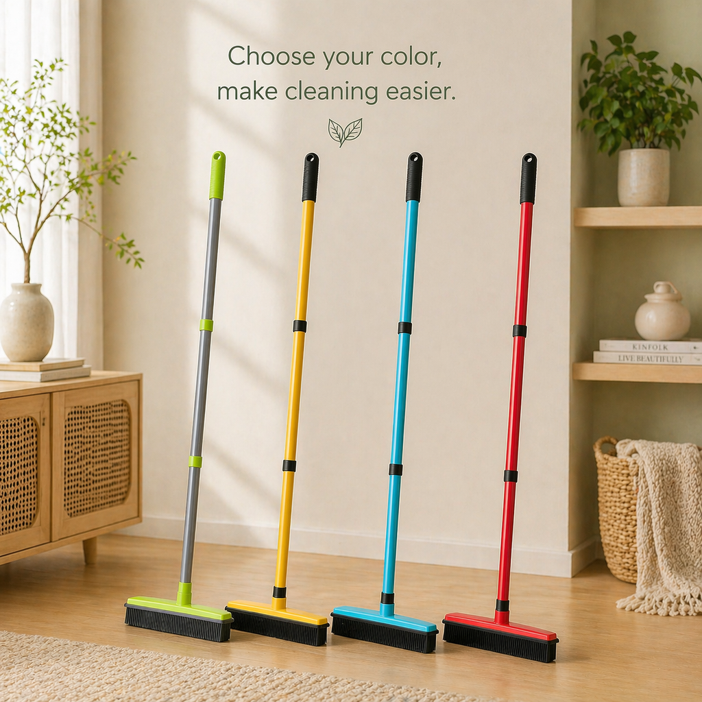 Extendable Pet Hair Broom for Home Surfaces