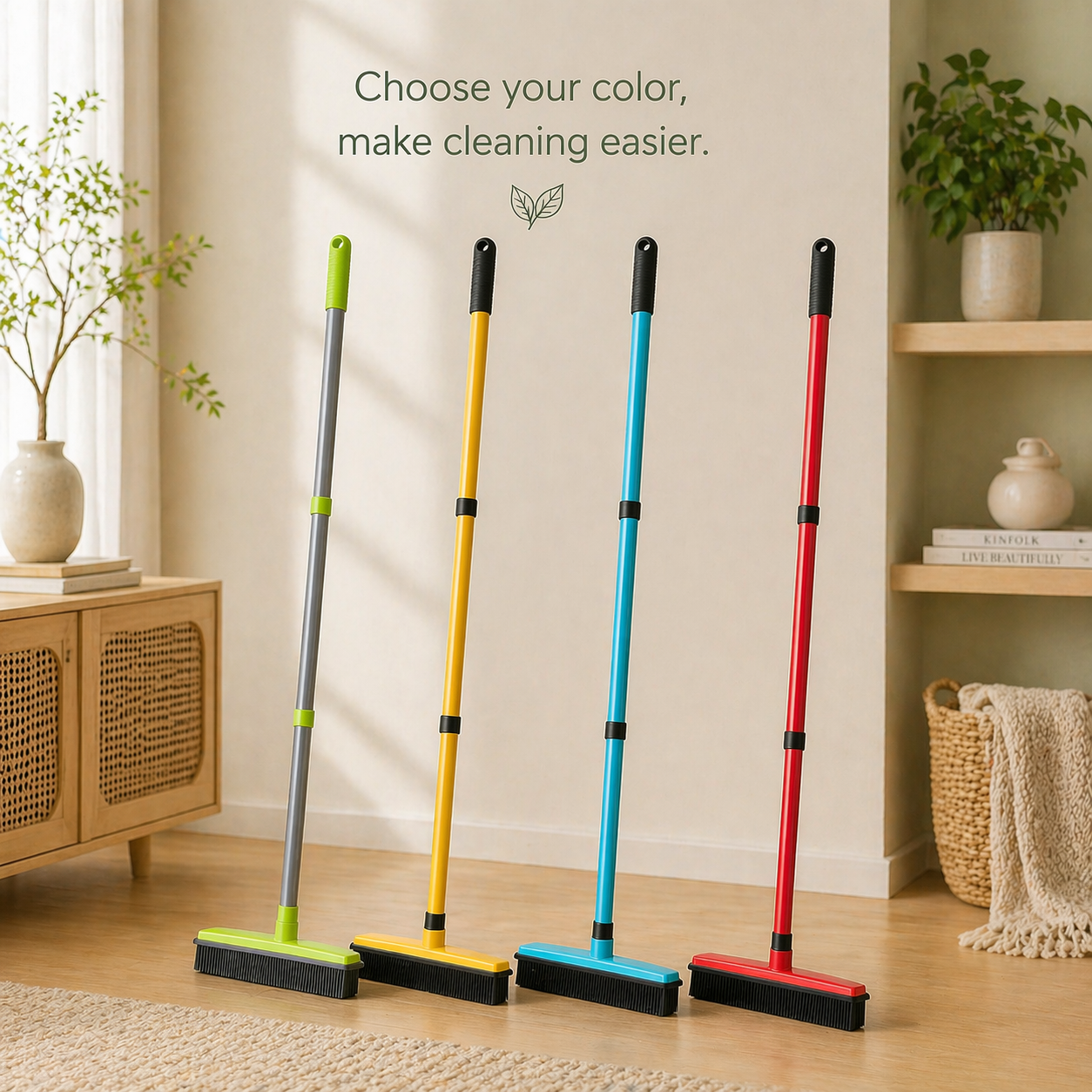 Extendable Pet Hair Broom for Home Surfaces
